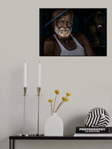 Bangladesh man and a fan. Poster och Canvastavla