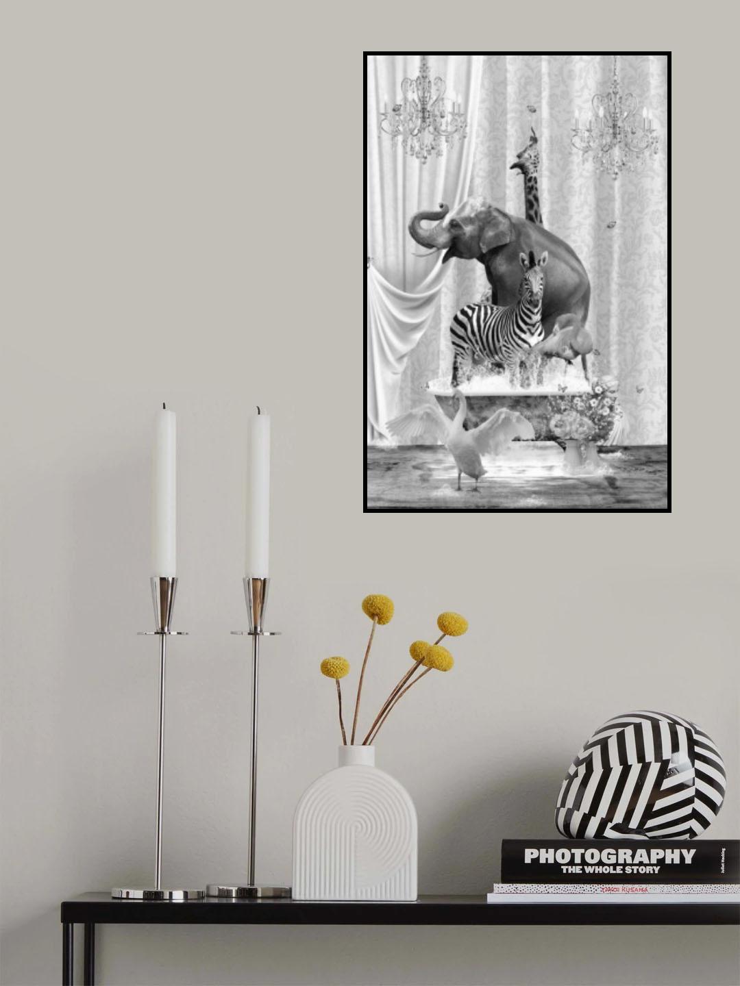 Family Time &amp; Bubbles Black &amp; White Poster och Canvastavla