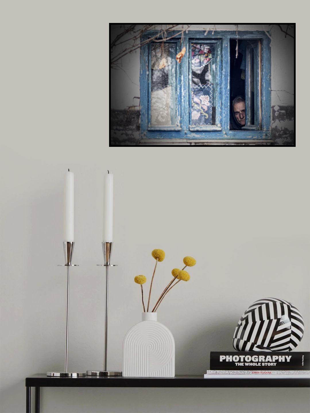 Blue Window Poster och Canvastavla