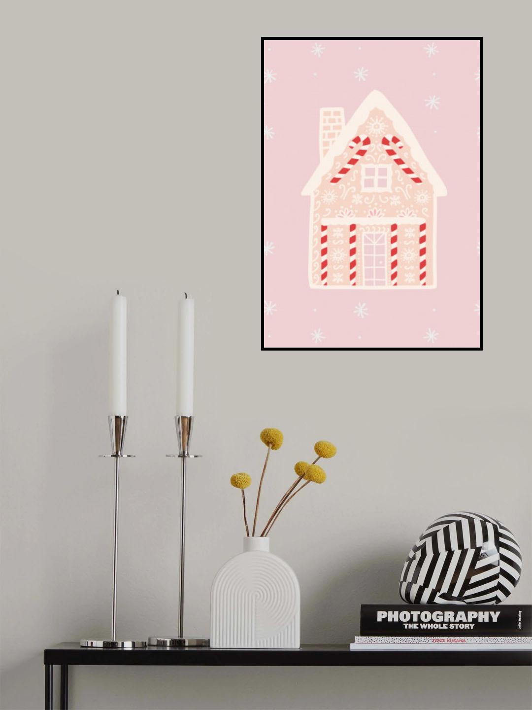 Pink Gingerbread House Poster och Canvastavla