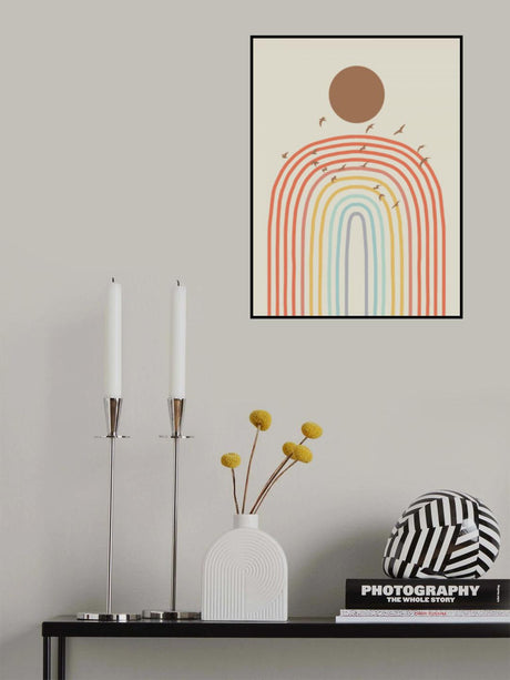 Rainbow Arch and Birds Poster och Canvastavla