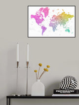 Watercolor world map with countries, Leo Poster och Canvastavla