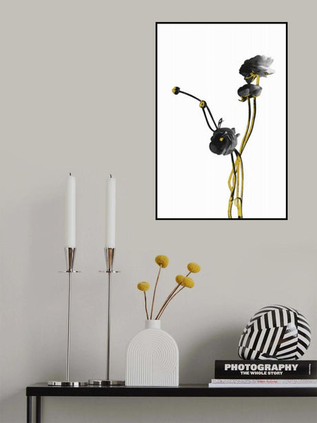 Flower Minimal Black and Gold 04 Poster och Canvastavla