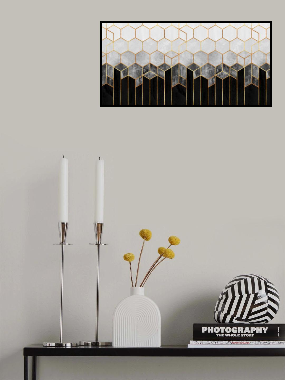 Charcoal Hexagons Poster och Canvastavla