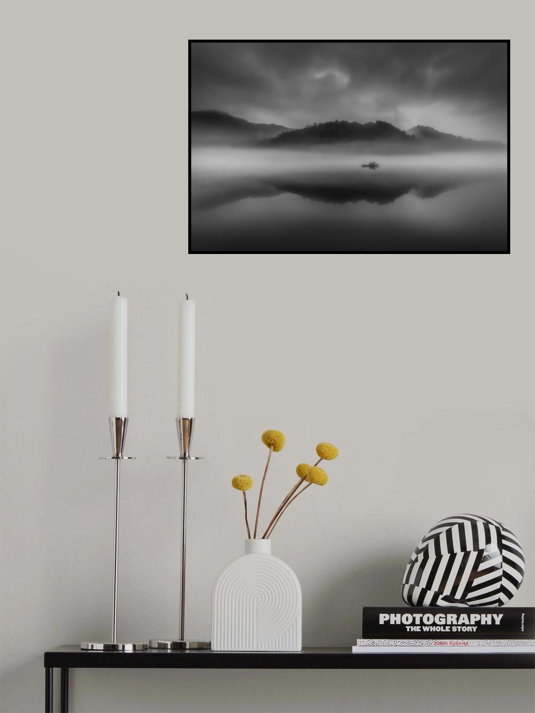 Serene Scenery at Dawn Mist Poster och Canvastavla