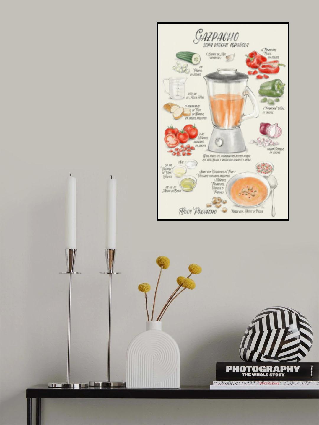 Gazpacho illustrated recipe in Spanish Poster och Canvastavla
