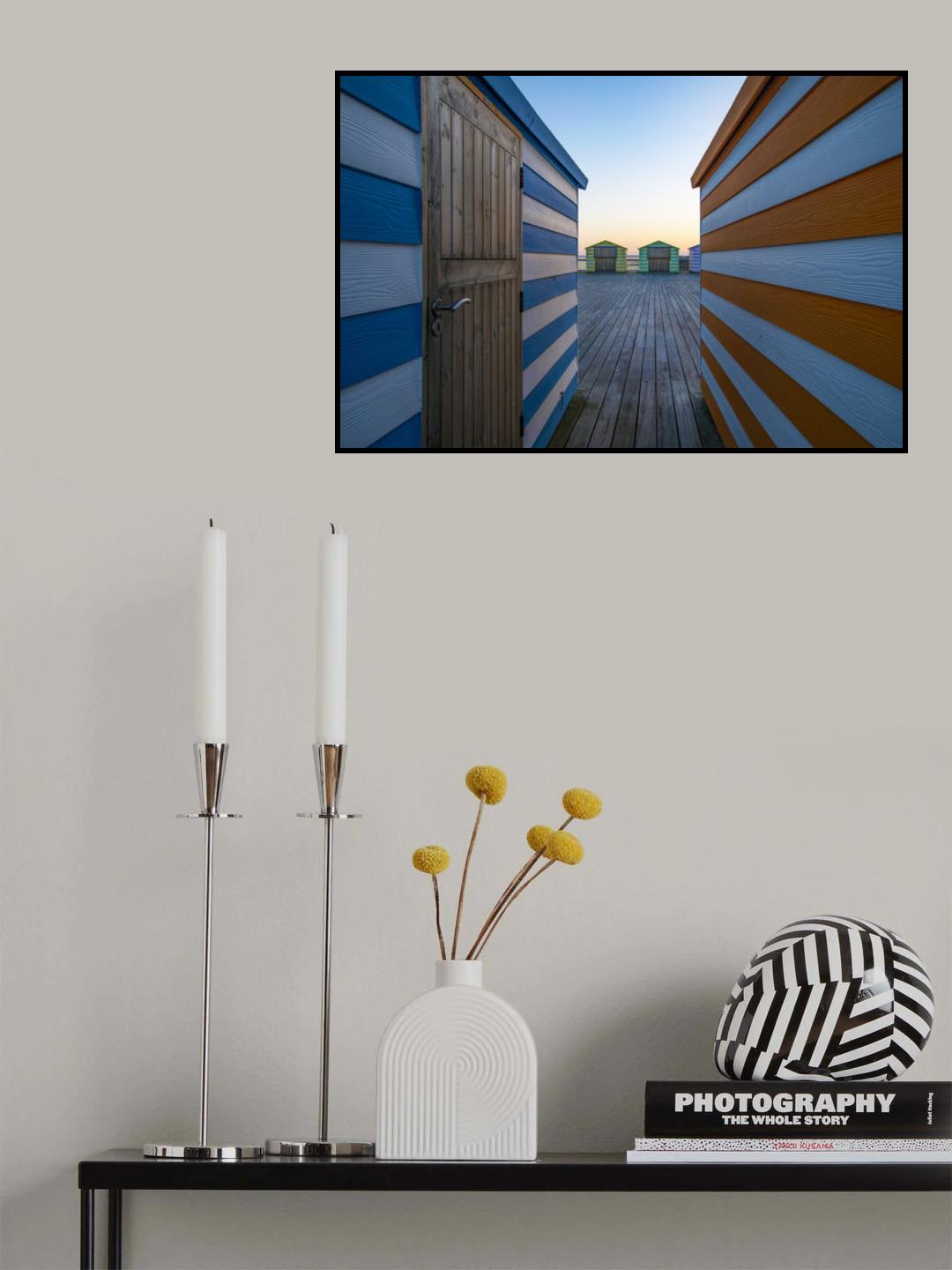 Beach huts on the pier Poster och Canvastavla