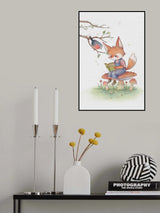 Fox and Bird Illustration 2 Poster och Canvastavla