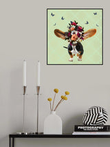 Spring Flower Bonnet On Doggy Poster och Canvastavla