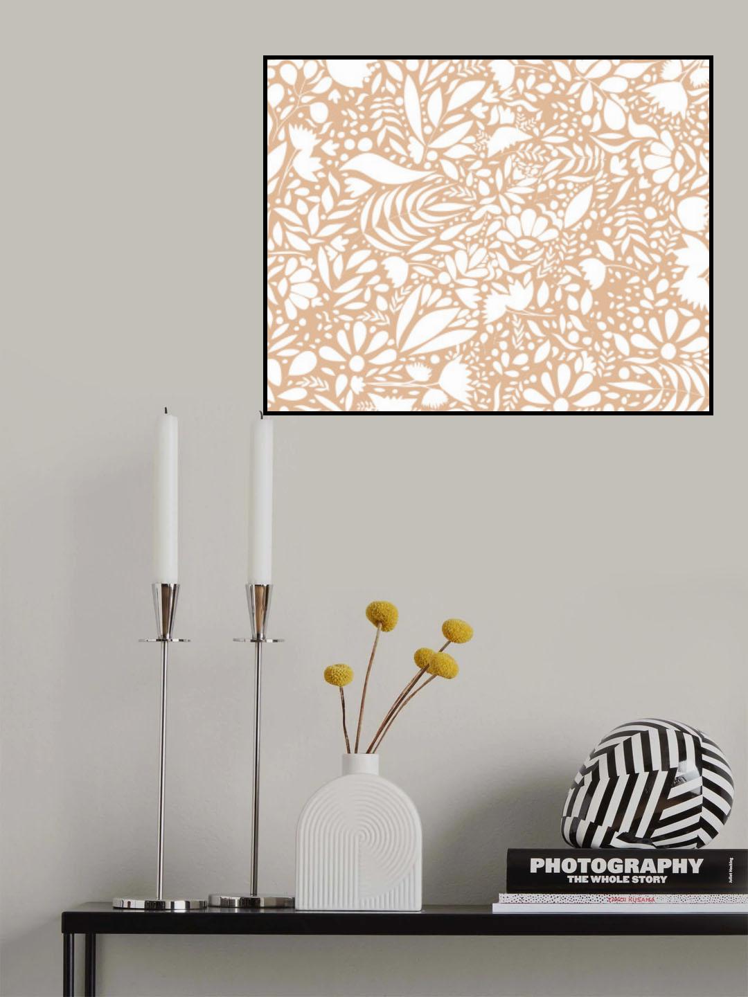 Scandi brown white pattern Poster och Canvastavla