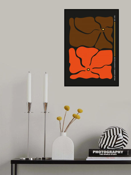 Two By Two Flower Grey/Orange Poster och Canvastavla