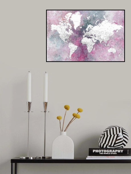 Detailed world map with cities Taliessa Poster och Canvastavla