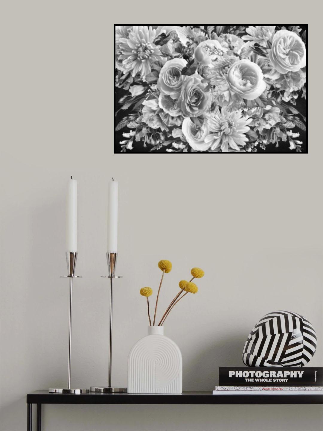 Morning Blooms Black &amp; White Poster och Canvastavla