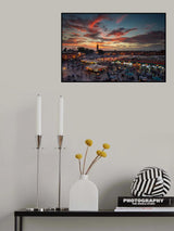 Sunset over Jemaa Le Fnaa Square in Marrakech, Morocco Poster och Canvastavla