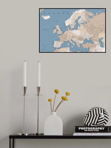 Amias detailed map of Europe Poster och Canvastavla