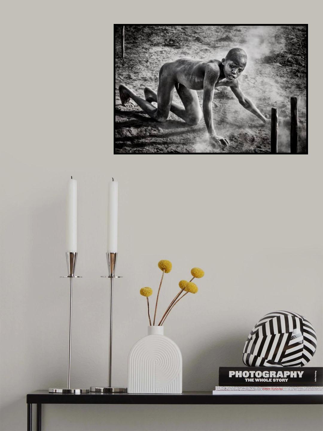 Collecting dung in a mundari cattle camp-II Poster och Canvastavla