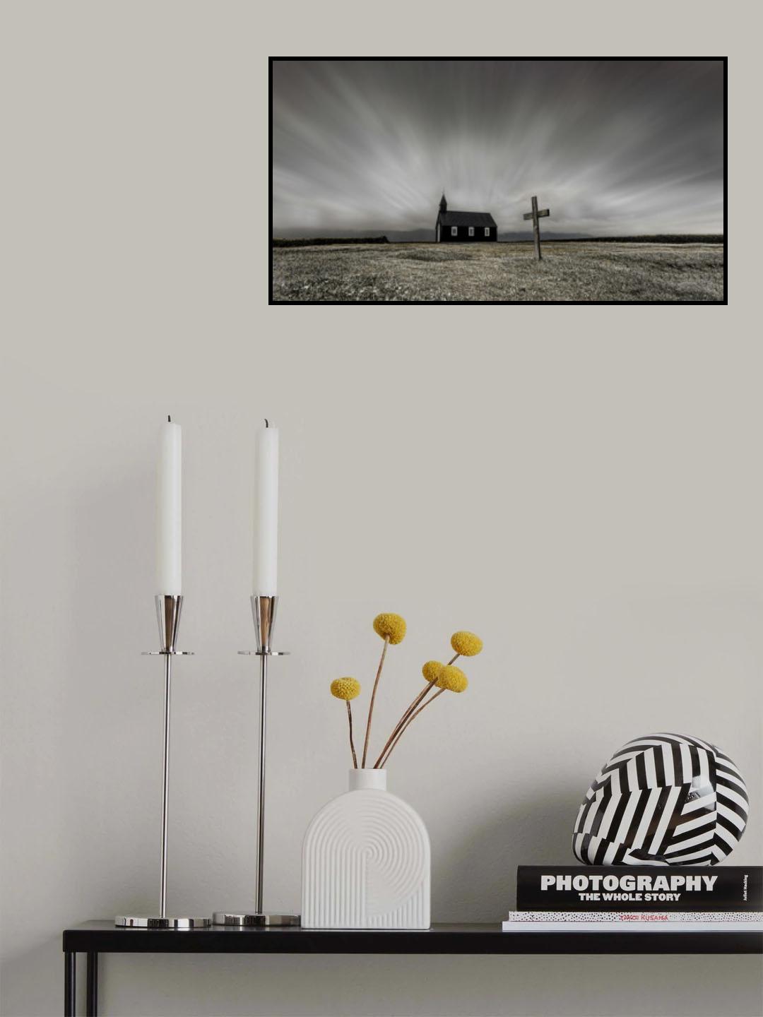 Black Church and Lonely Cross Poster och Canvastavla