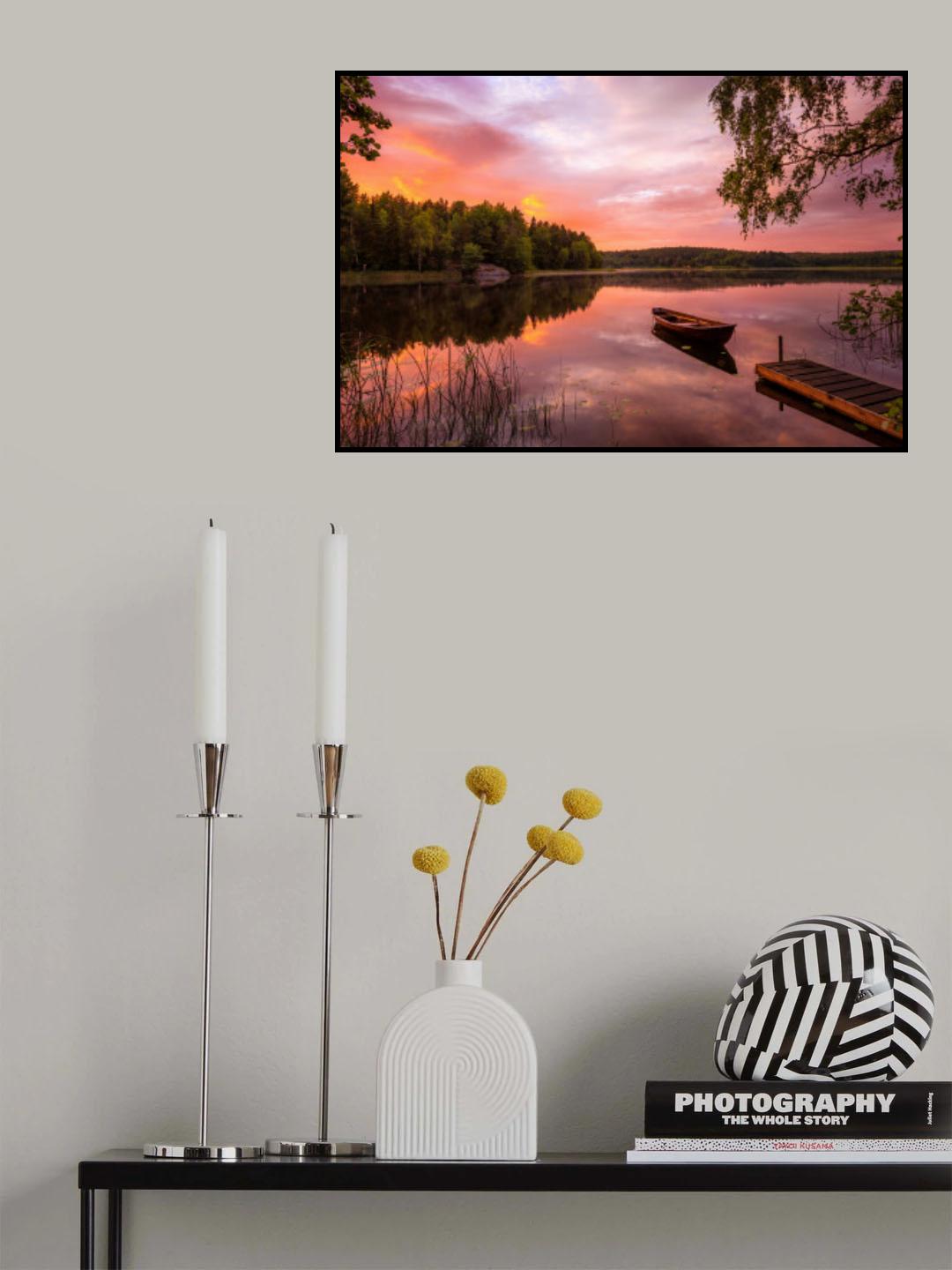 Colorful lake in sunset Poster och Canvastavla