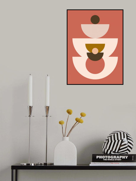 Mid Century Geometrical In Red Poster och Canvastavla