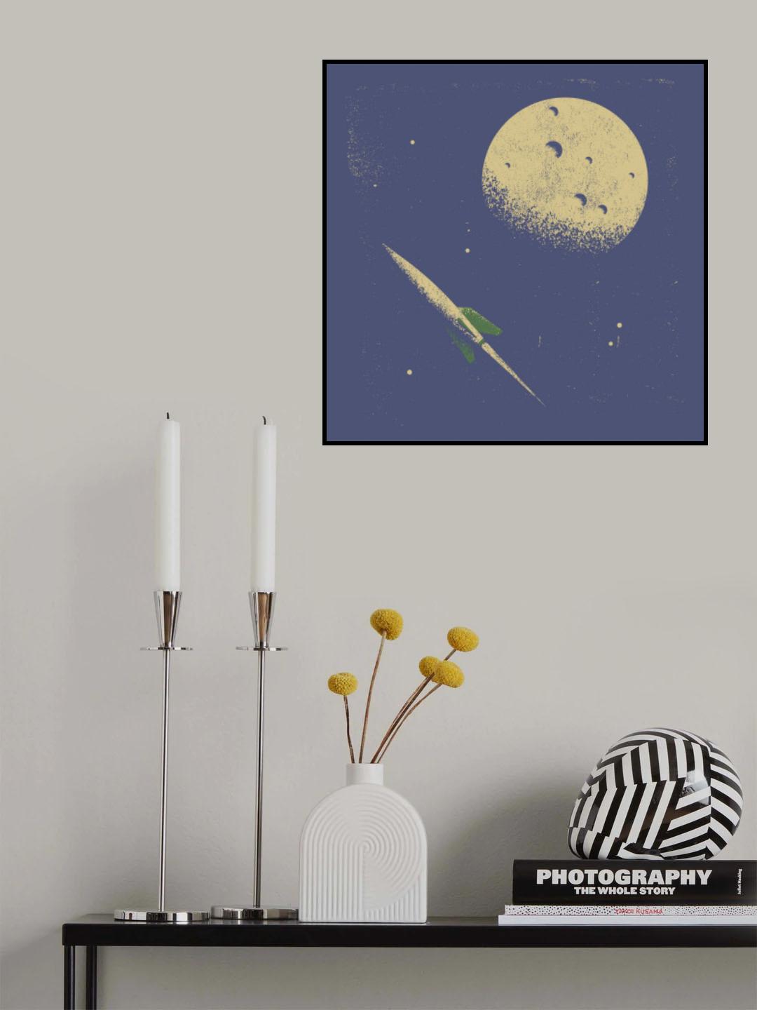 Rocket & Moon Poster och Canvastavla