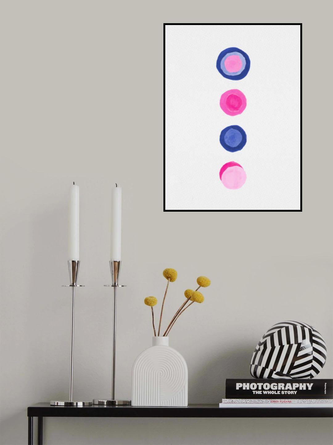 Circles Retro Geomectric Pink Blue Poster och Canvastavla