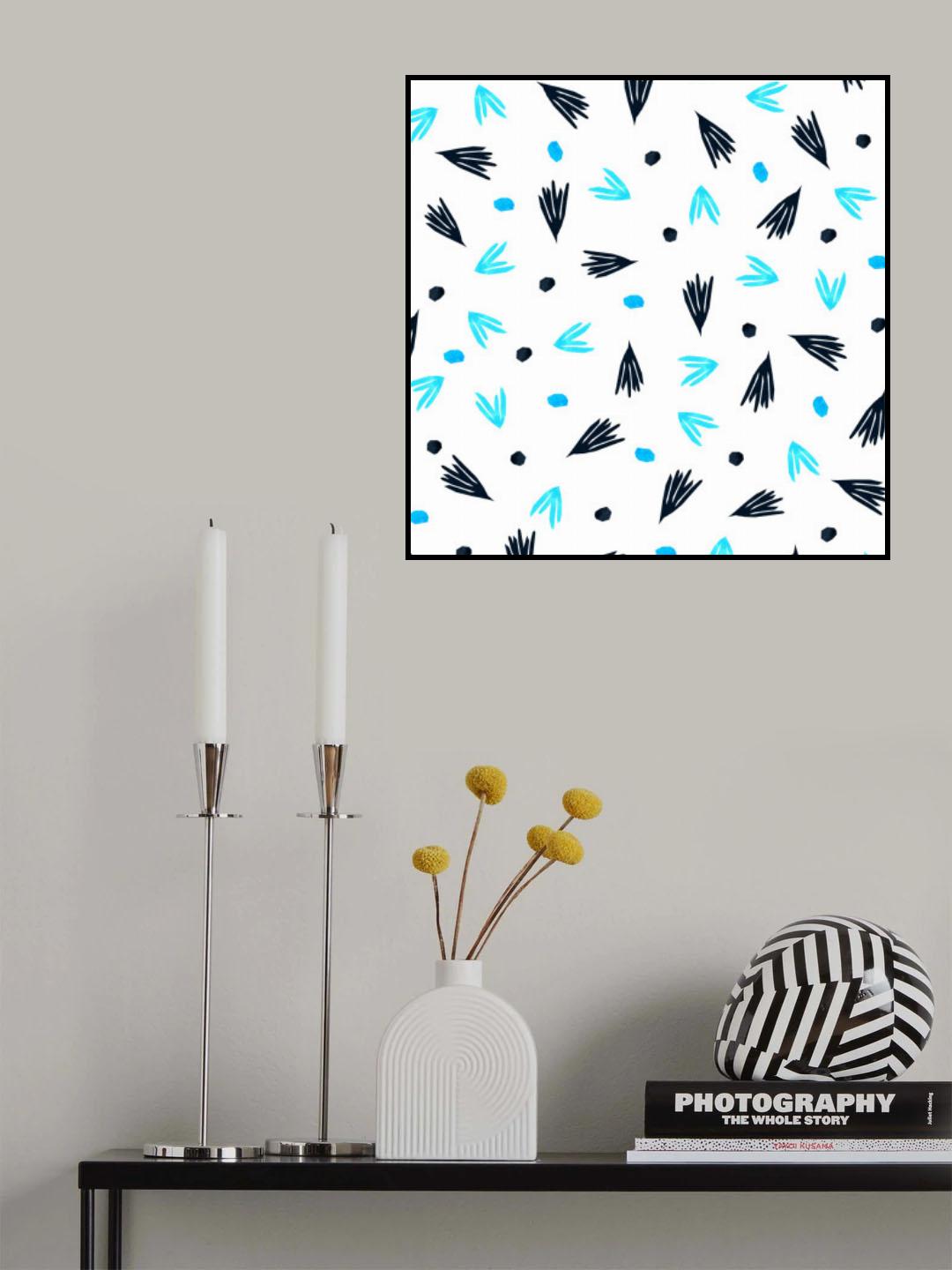 Pointers and Dots Black Blue Poster och Canvastavla