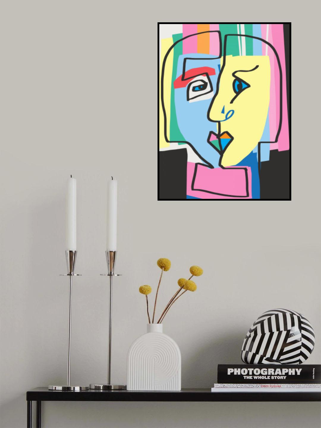 Abstract Colorful Cubism Portrait Poster och Canvastavla
