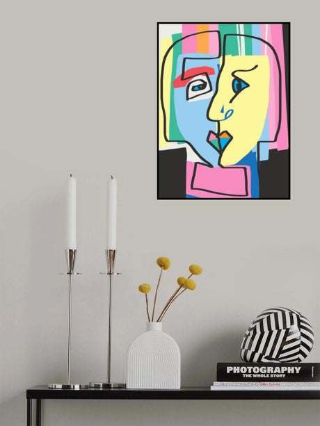 Abstract Colorful Cubism Portrait Poster och Canvastavla