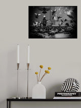 Feeding pigeons on the street, Beautiful street photo Poster och Canvastavla