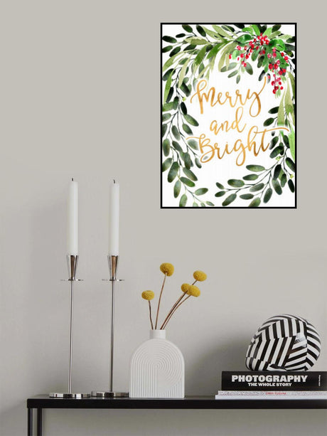 Merry and bright floral cascading bouquet Poster och Canvastavla