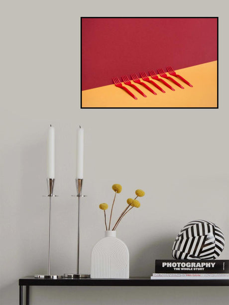 Very simple still life with red forks Poster och Canvastavla
