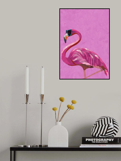 Magenta Metallic Flamingo Poster och Canvastavla