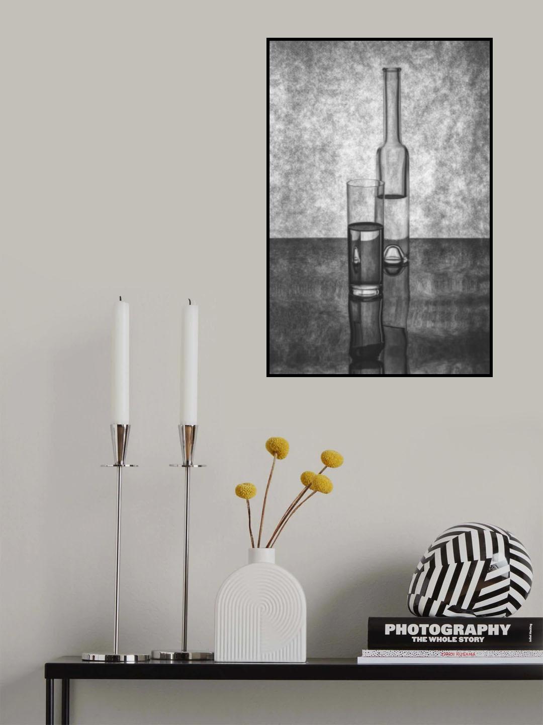 Black and white still life with glass utensils Poster och Canvastavla