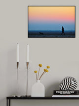 lonely winter afternoon dog walk Poster och Canvastavla