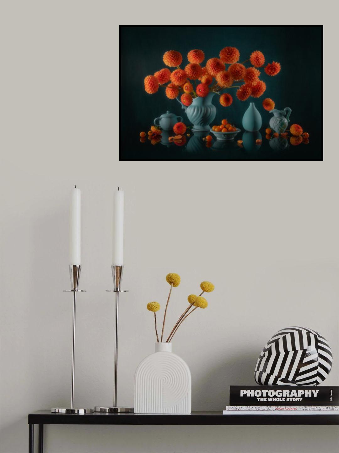Blooming Dahlias Poster och Canvastavla