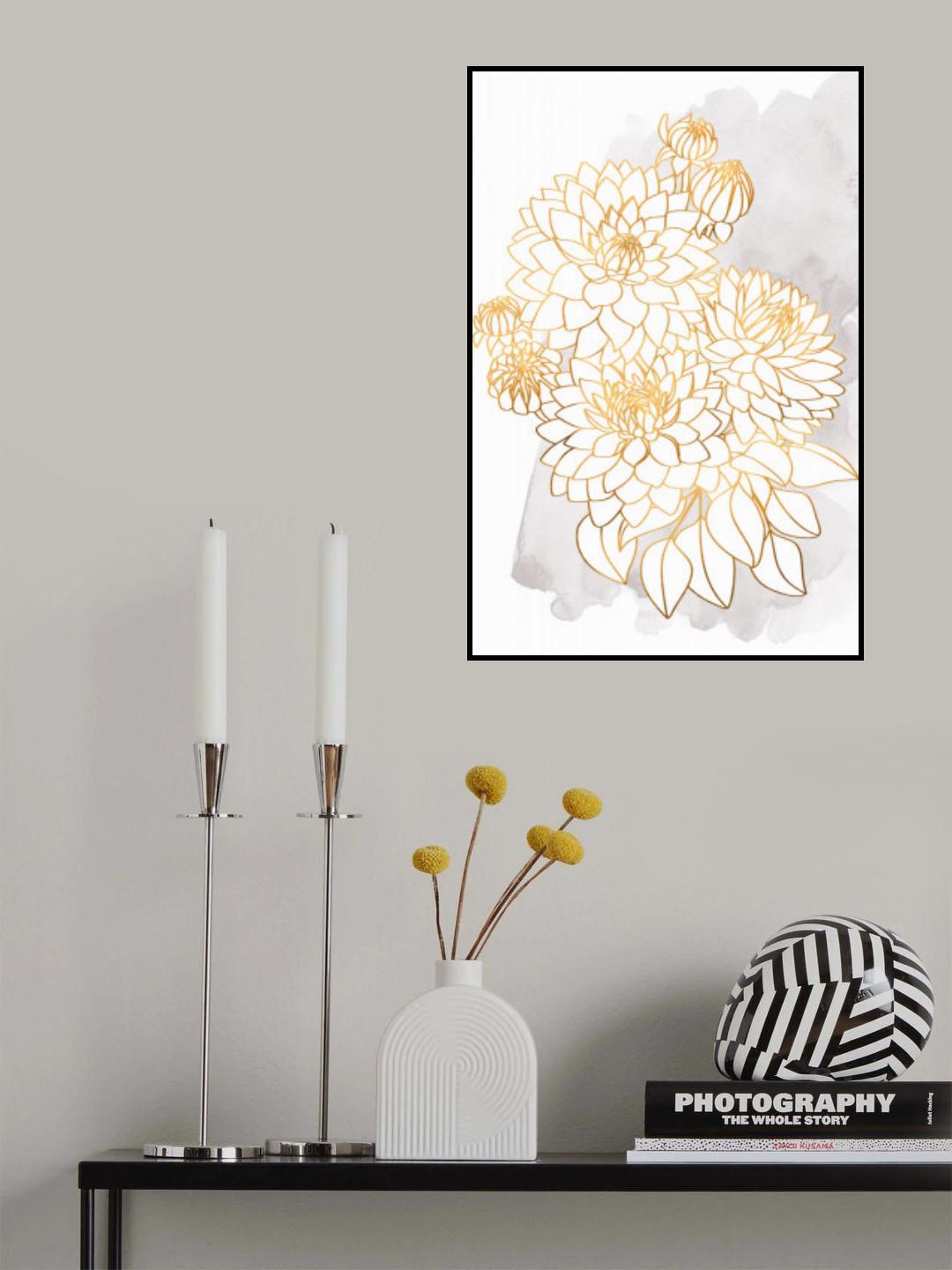 Pacey bouquet in gold and grey Poster och Canvastavla