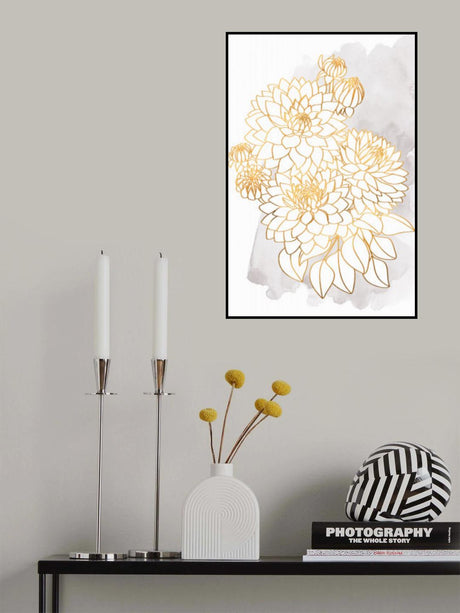 Pacey bouquet in gold and grey Poster och Canvastavla
