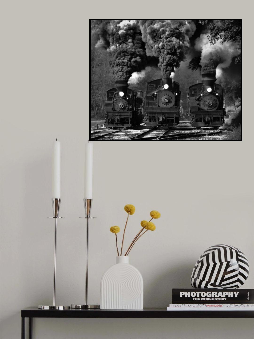 Train Race in BW Poster och Canvastavla