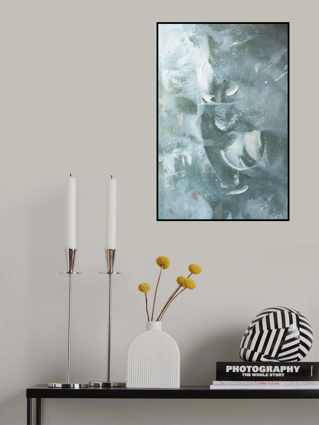 Green and White Acrylic No 2 Poster och Canvastavla