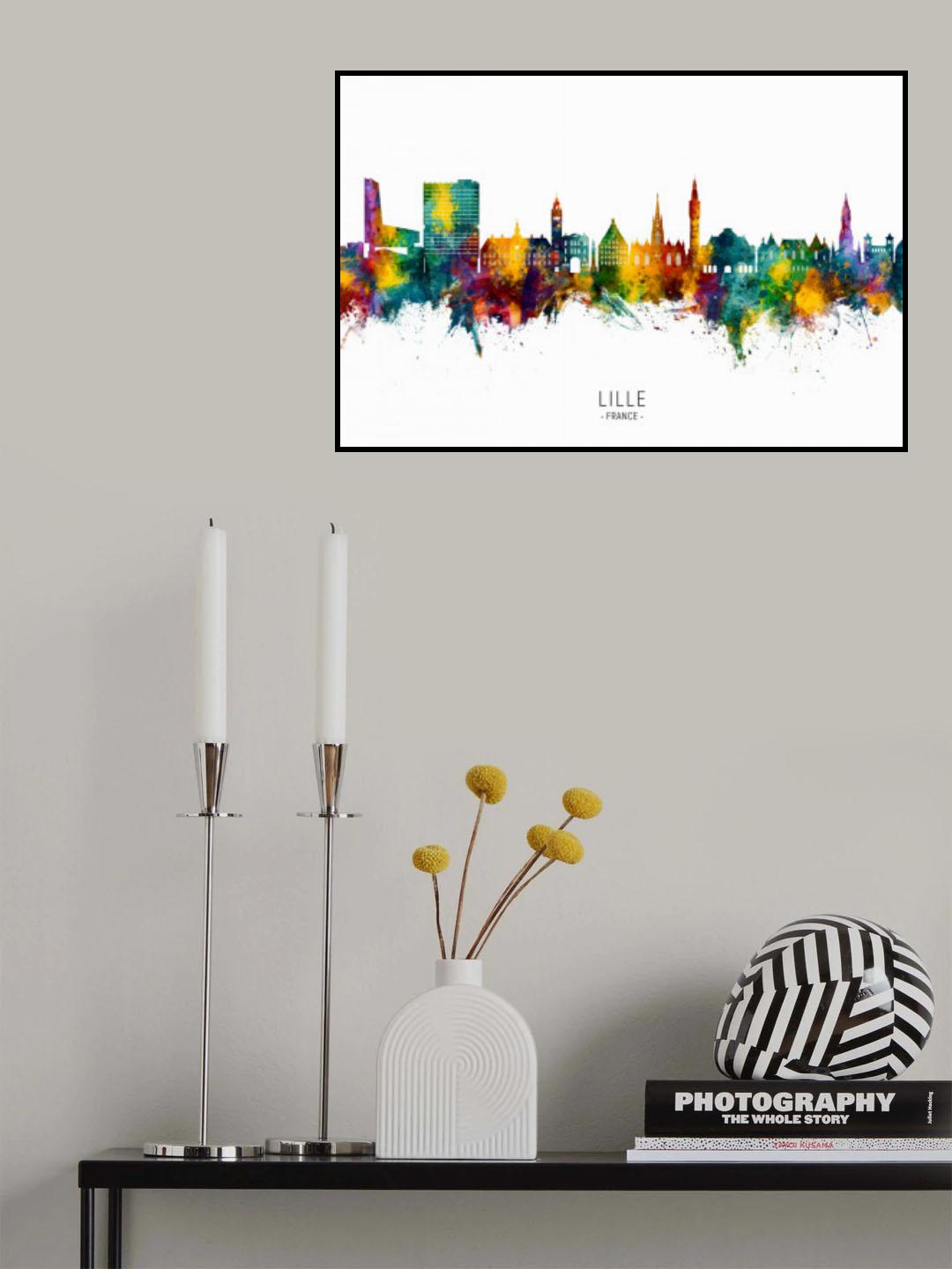Lille France Skyline Poster och Canvastavla