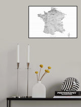 Gray map of France Poster och Canvastavla