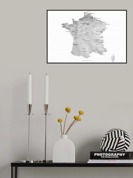 Gray map of France Poster och Canvastavla