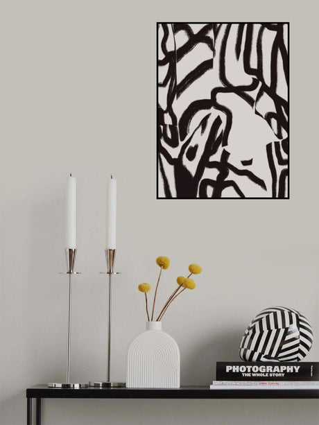 Black line in grey Poster och Canvastavla
