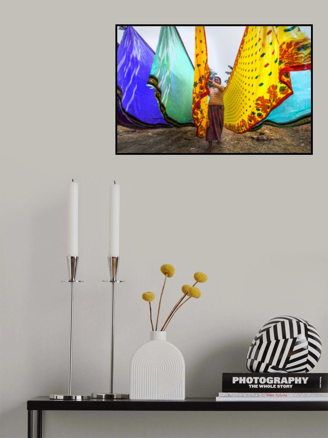 Drying cotton saree Poster och Canvastavla