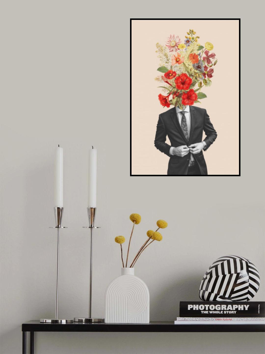 Man In Red Flowers Poster och Canvastavla