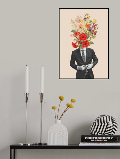 Man In Red Flowers Poster och Canvastavla