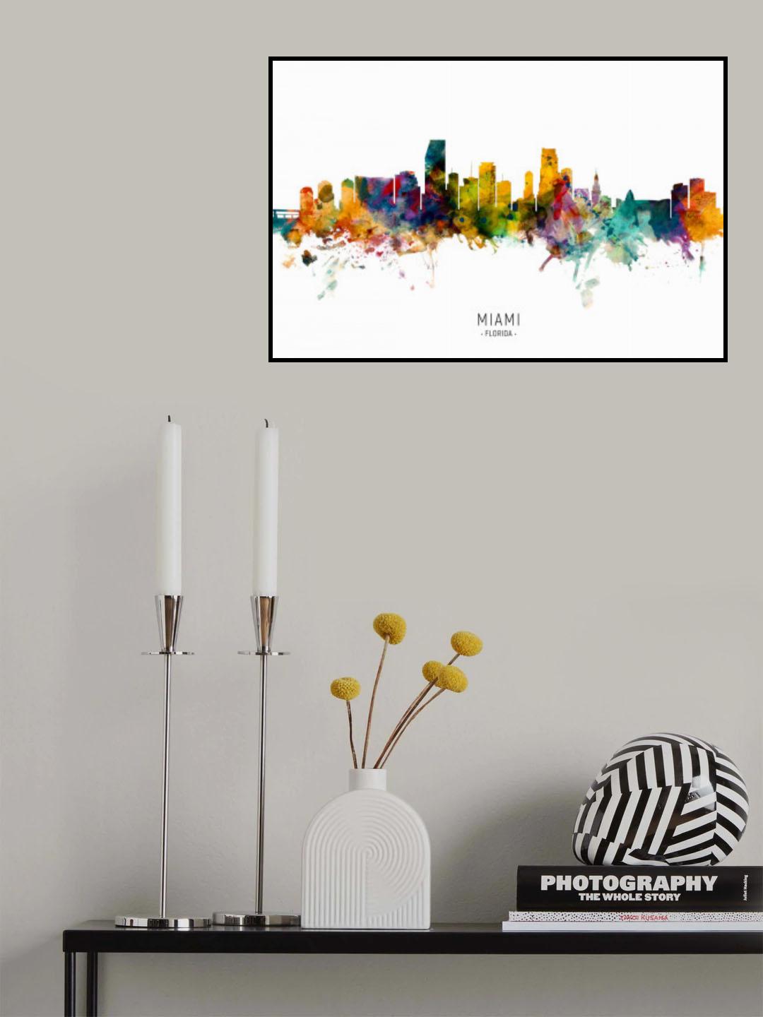 Miami Florida Skyline Poster och Canvastavla