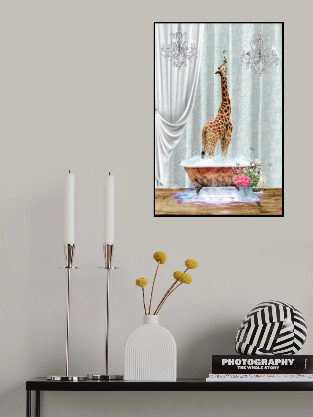 Giraffe &amp; Bubbles Poster och Canvastavla
