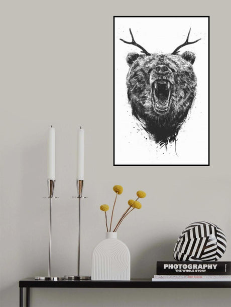 Angry bear with antlers Poster och Canvastavla