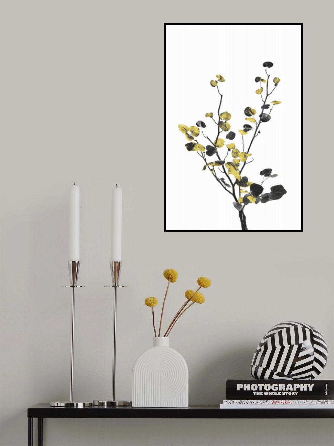 Flower Minimal Black and Gold 07 Poster och Canvastavla